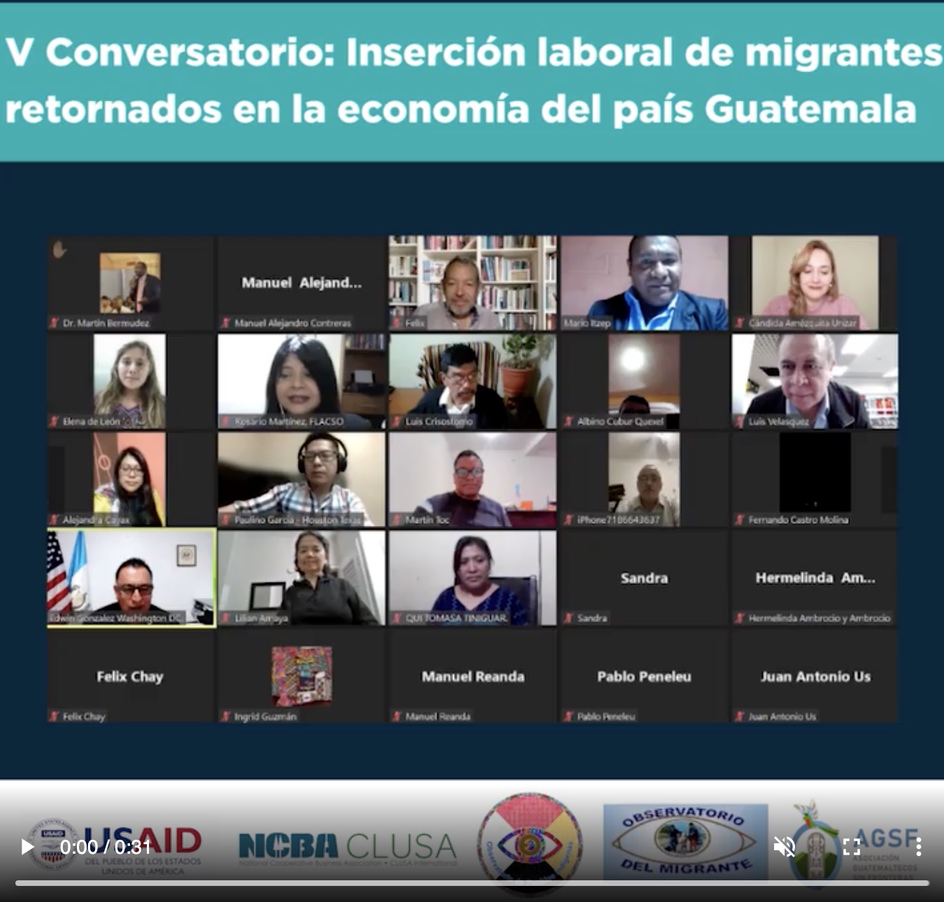 Participación en el 5to. conversatorio: Inserción laboral de migrantes retornados en la economía de Guatemala